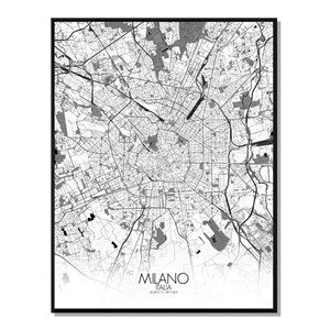 Milan carte ville city map n&b