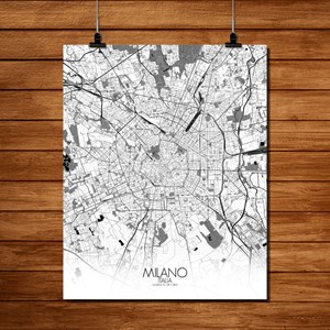 Milan carte ville city map n&b