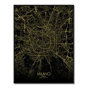 Milan carte ville city map nuit