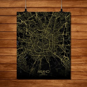 Milan carte ville city map nuit