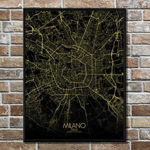 Milan carte ville city map nuit