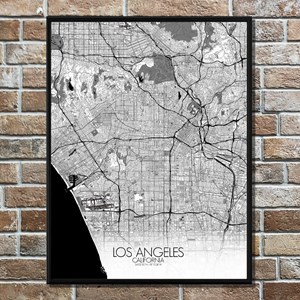 Losangeles carte ville city map n&b