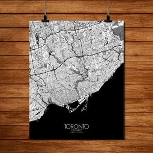 Toronto carte ville city map n&b