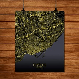 Toronto carte ville city map nuit