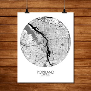 Portland carte ville city map rond