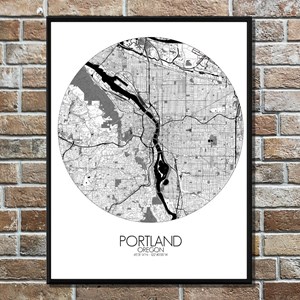 Portland carte ville city map rond