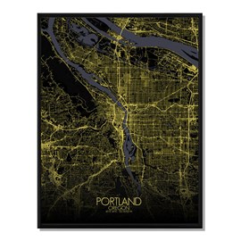 Portland carte ville city map nuit