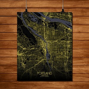 Portland carte ville city map nuit