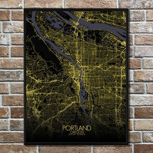 Portland carte ville city map nuit