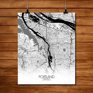 Portland carte ville city map n&b