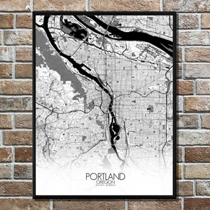 Portland carte ville city map n&b