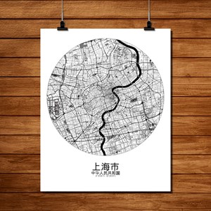 Shanghai carte ville city map rond