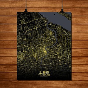 Shanghai carte ville city map nuit