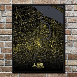 Shanghai carte ville city map nuit