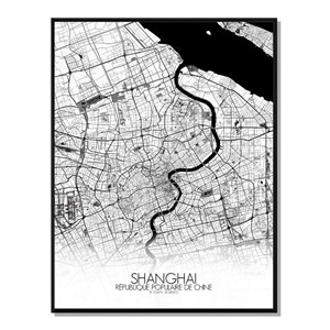 Shanghai carte ville city map n&b