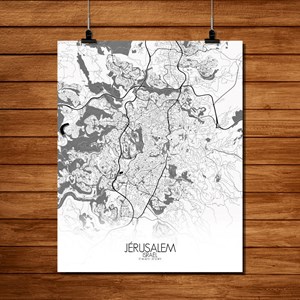 Jerusalem carte ville city map n&b