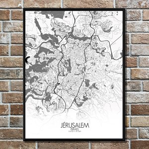 Jerusalem carte ville city map n&b