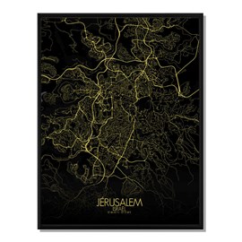 Jerusalem carte ville city map nuit