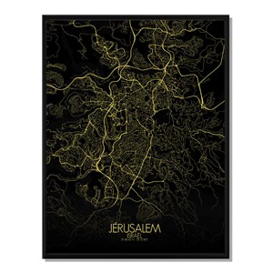 Jerusalem carte ville city map nuit