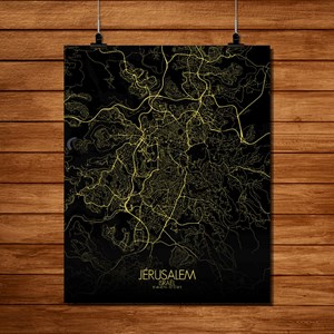 Jerusalem carte ville city map nuit