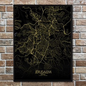 Jerusalem carte ville city map nuit