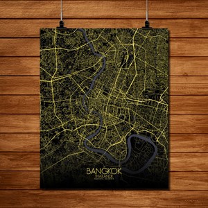 Bangkok carte ville city map nuit