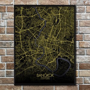 Bangkok carte ville city map nuit