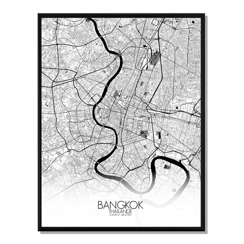 Mapospheres - Bangkok carte ville city map n&b