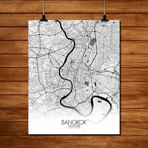 Bangkok carte ville city map n&b