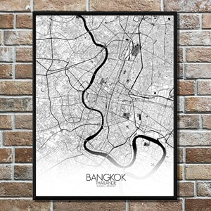 Bangkok carte ville city map n&b