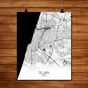 Tel aviv carte ville city map n&b