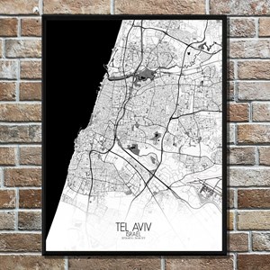 Tel aviv carte ville city map n&b