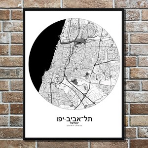 Tel aviv carte ville city map rond