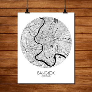 Bangkok carte ville city map rond