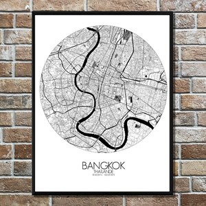 Bangkok carte ville city map rond