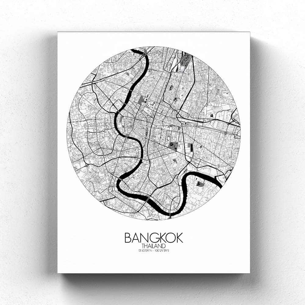 Mapospheres – Bangkok sur toile rond Mapospheres – Bangkok sur toile rond