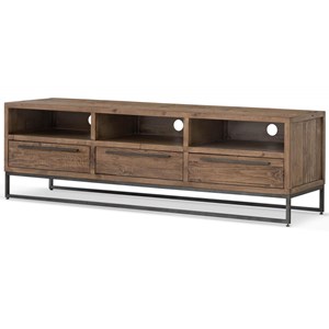 Meuble tv 3 tiroirs bois-métal marron -