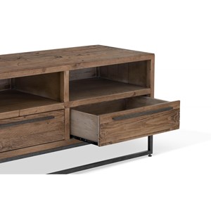 Meuble tv 3 tiroirs bois-métal marron -