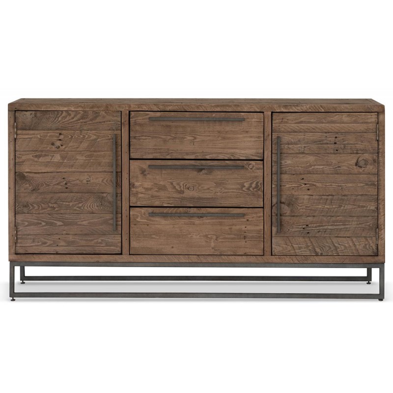Décoration d'autrefois - Buffet 3 tiroirs bois métal marron 157.5
