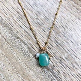 Collier clara aventurine or