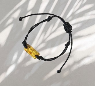 Bracelet en ambre citron et coton
