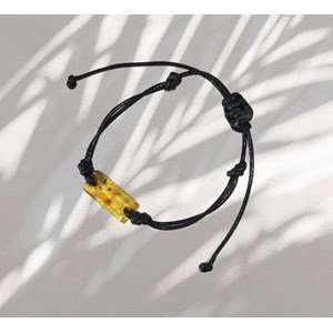 Bracelet en ambre citron et coton