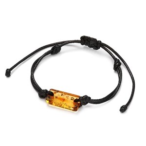 Bracelet en ambre citron et coton