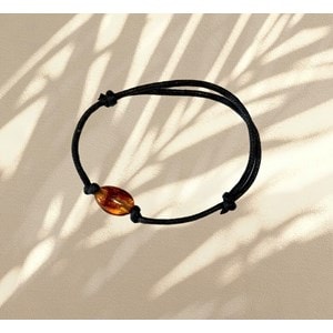 Bracelet réglable ambre cognac