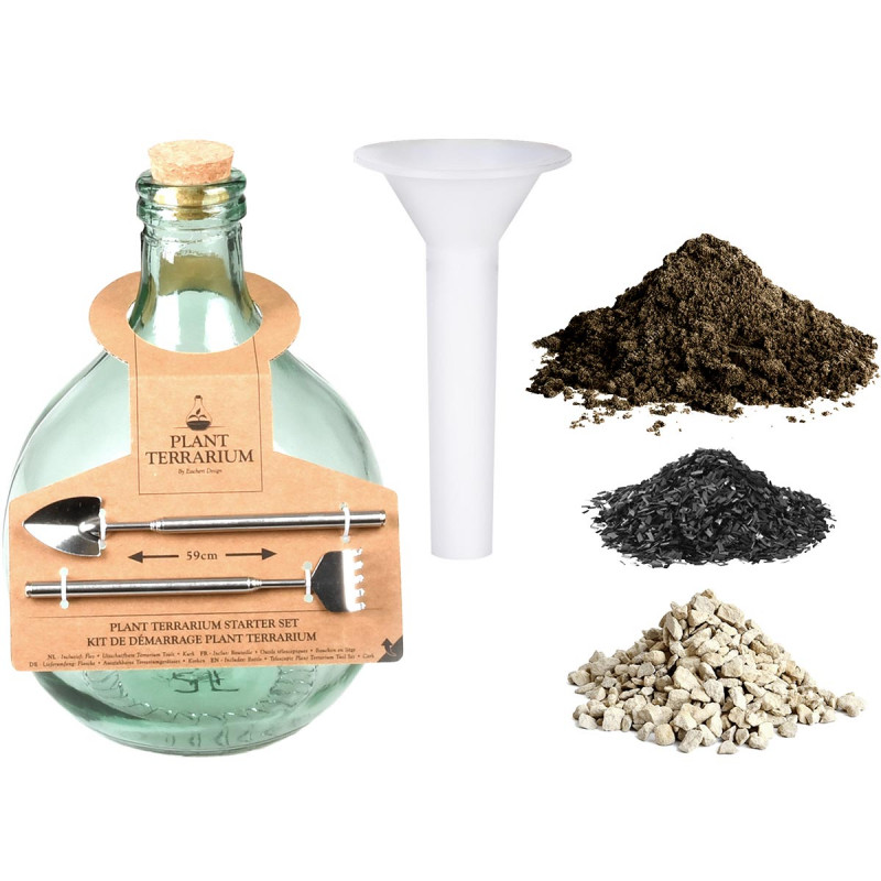 Kit Terrarium DIY XL - Substrat, Pierres, Mousse, Charbon - Sans Verre - Créez Votre Jardin En Bouteille