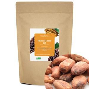 Fèves de cacao bio - 1kg (entières, non torréfiées) - riche en antioxydants