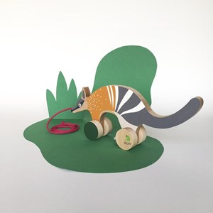 Jouet en bois à tirer animal numbat