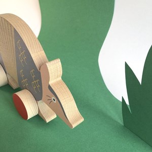 Jouet animal en bois à pousser le tatou