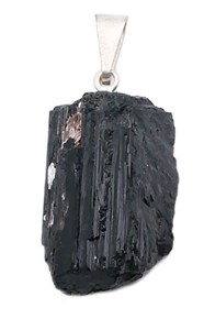 Pendentif pierre brute tourmaline noire