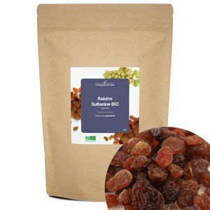 Raisins sultanine bio - 1kg (séchés) - source de potassium